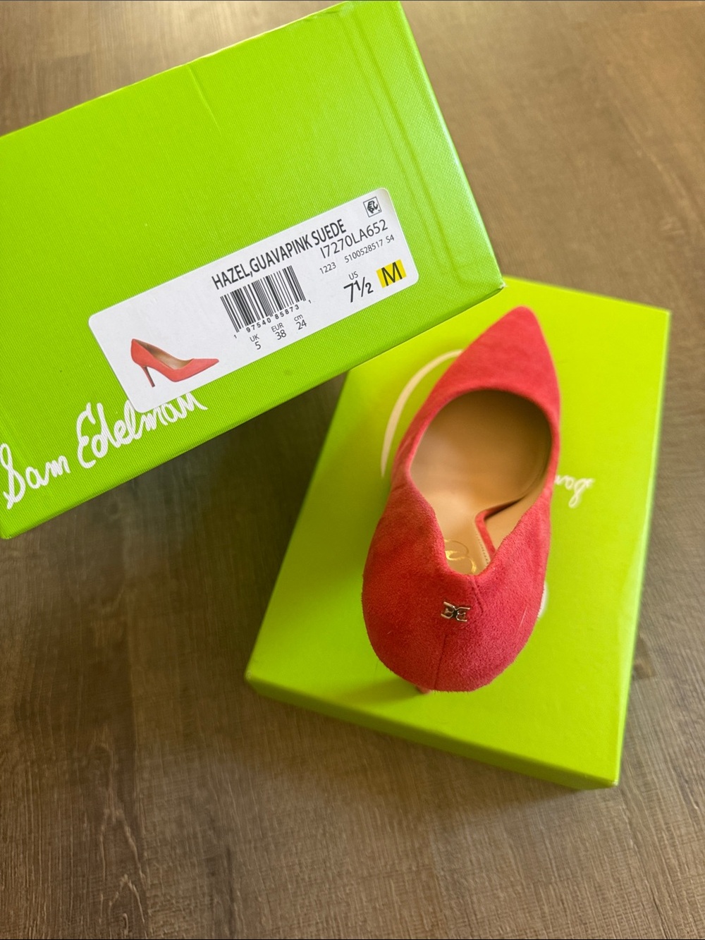 Sam Edelman Hazel Pointed-Toe Pump in Guava Pink Suede
